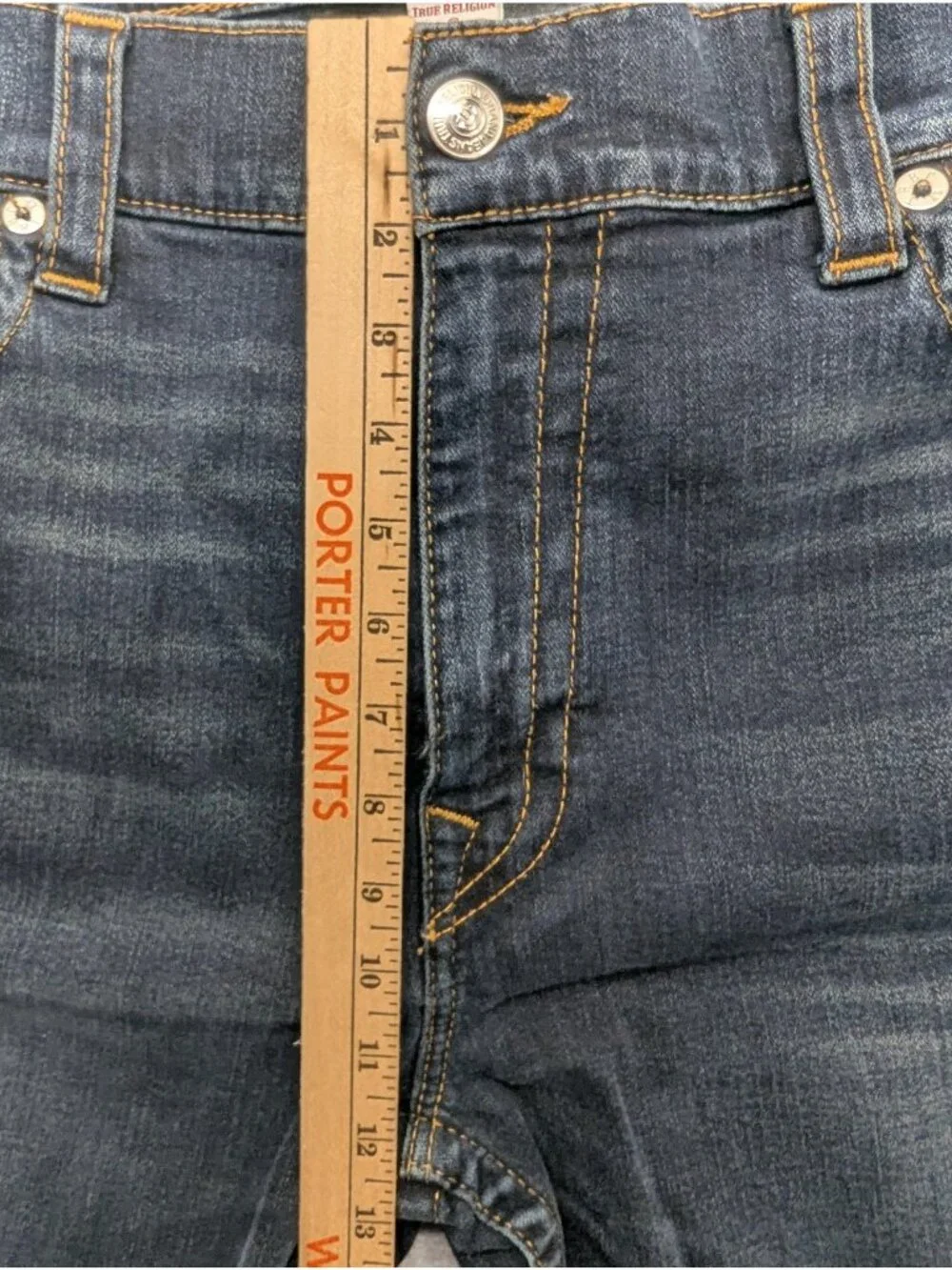 True Religion Ricky Relaxed Straight Jeans Mens 44x34 Blue Dark Stretch Denim